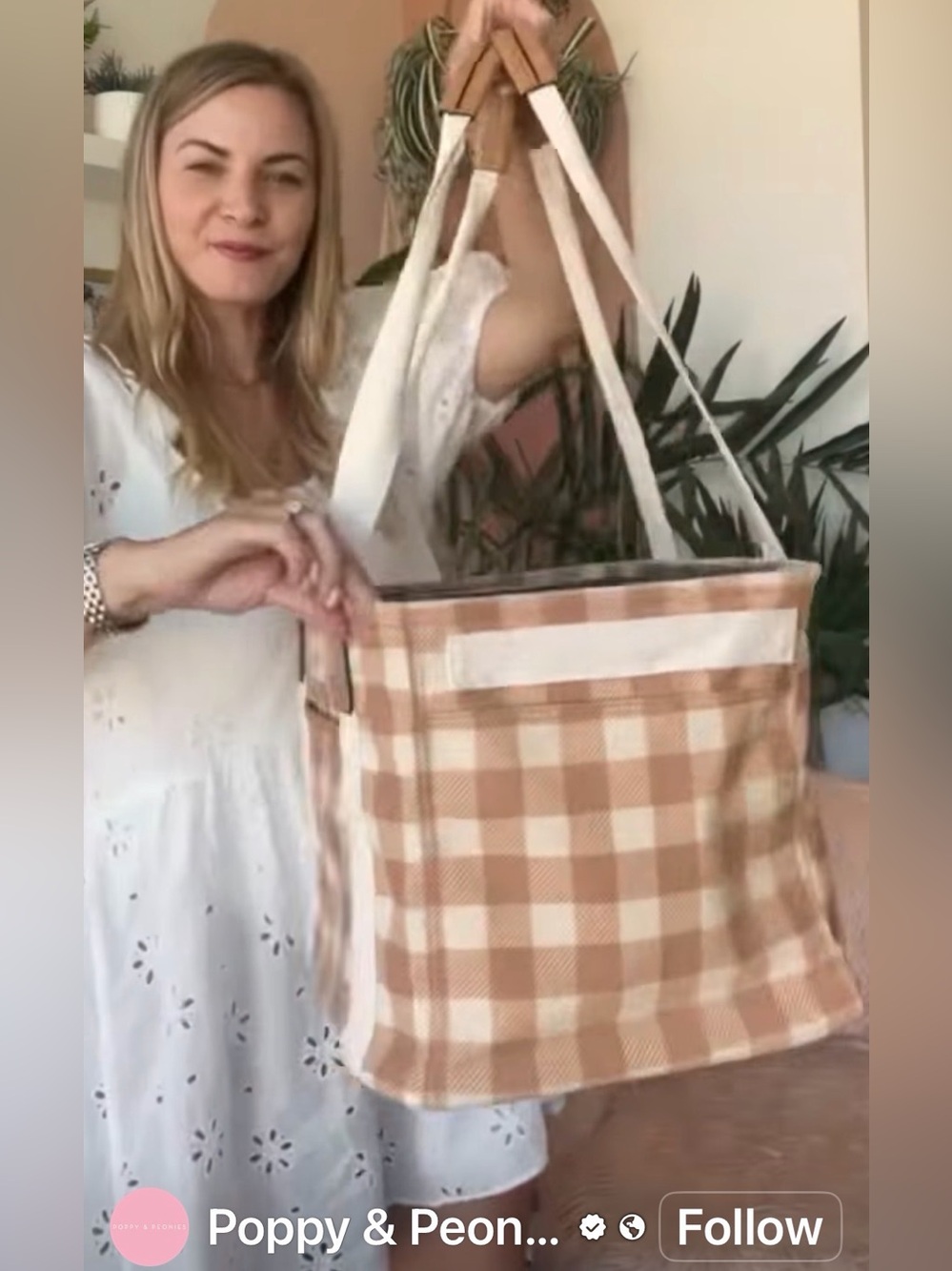 Poppy & Peonies Everyday Tote – Jilly Box Exclusive Caramel Gingham – New (Rare) - Picture 14 of 16